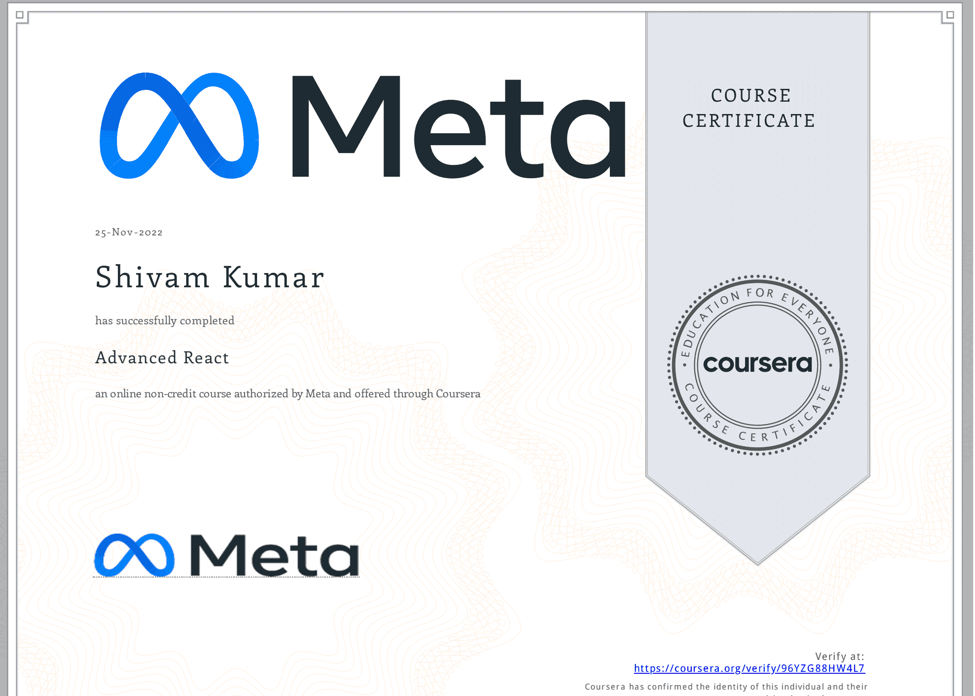 Advanced React Certificate